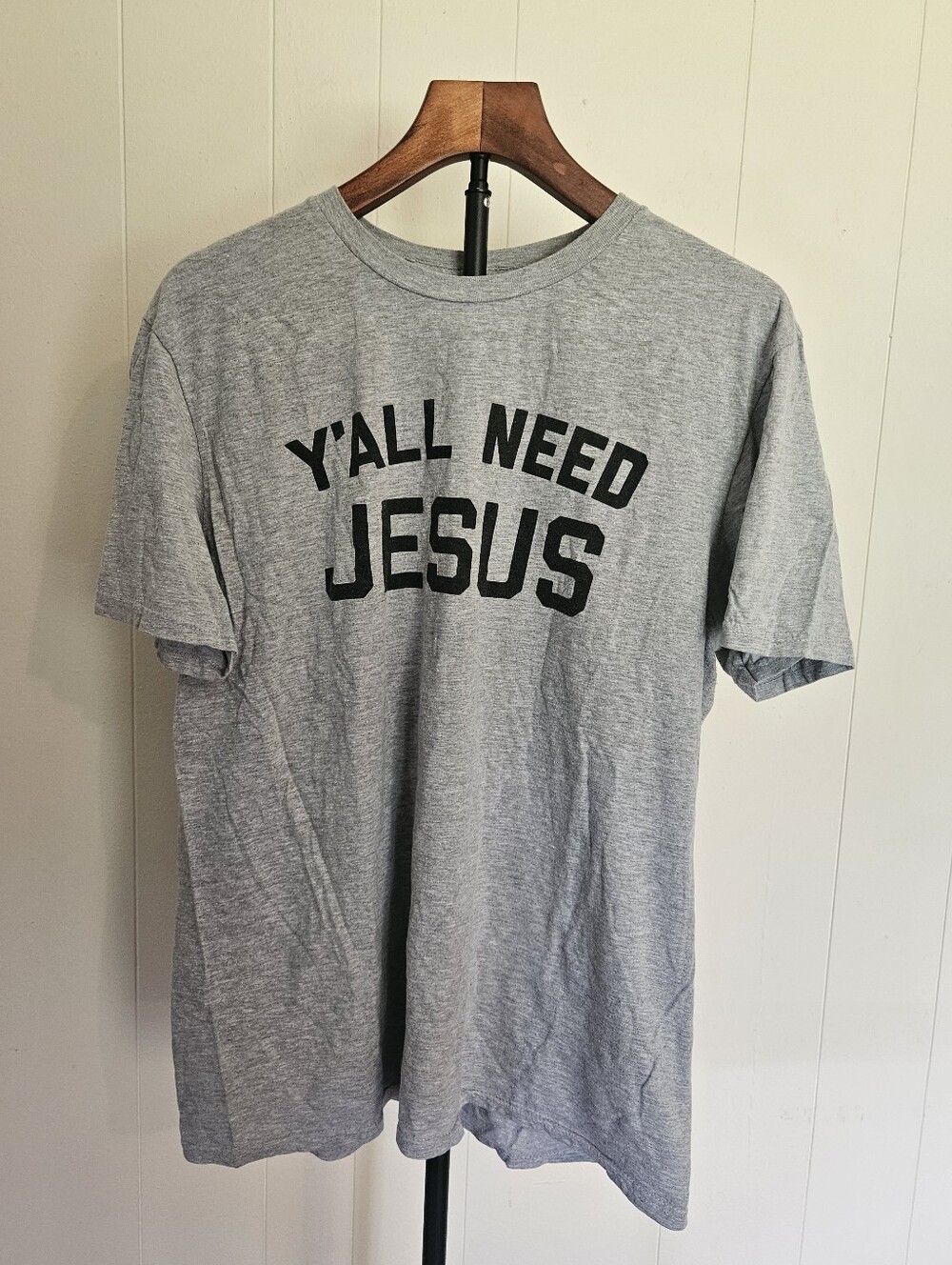 Unbranded Gray Graphic Tee - "Y'ALL NEED JESUS"